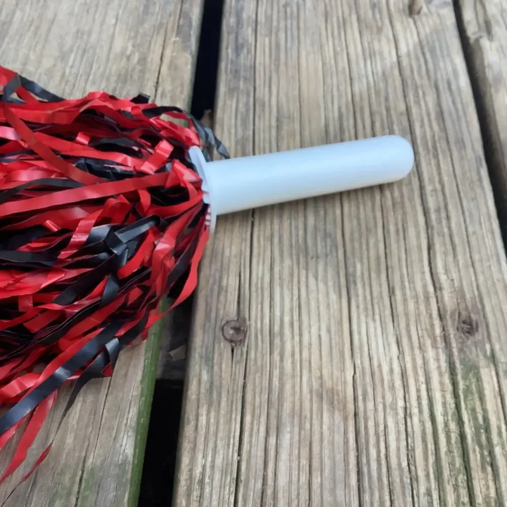 Vintage 90s Y2K Cheerleading Pom Poms Red Black 12